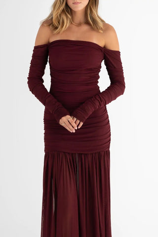 Pasduchas Echo Hourglass Midi Dress - Cherry