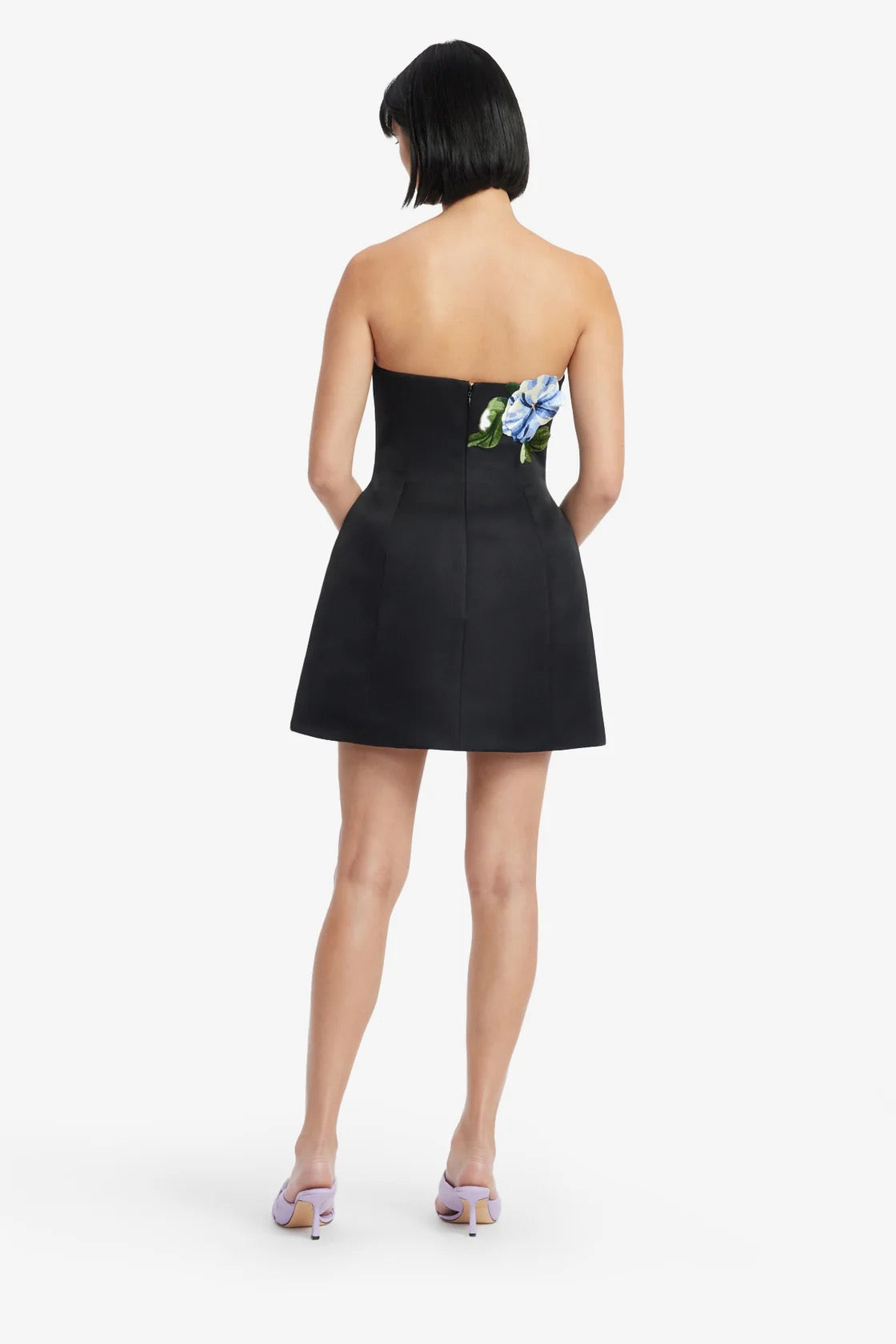 Leo Lin Zaria Appliqué Bustier Mini Dress - Vine Print in Ebony