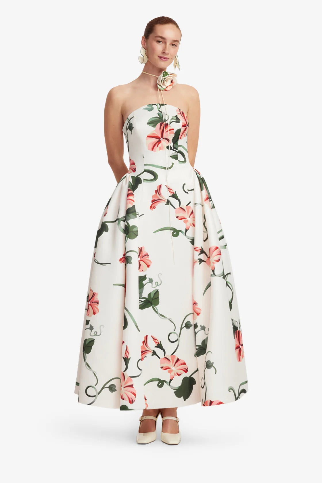 Leo Lin Violet Bustier Maxi Dress - Vine Print in Snow