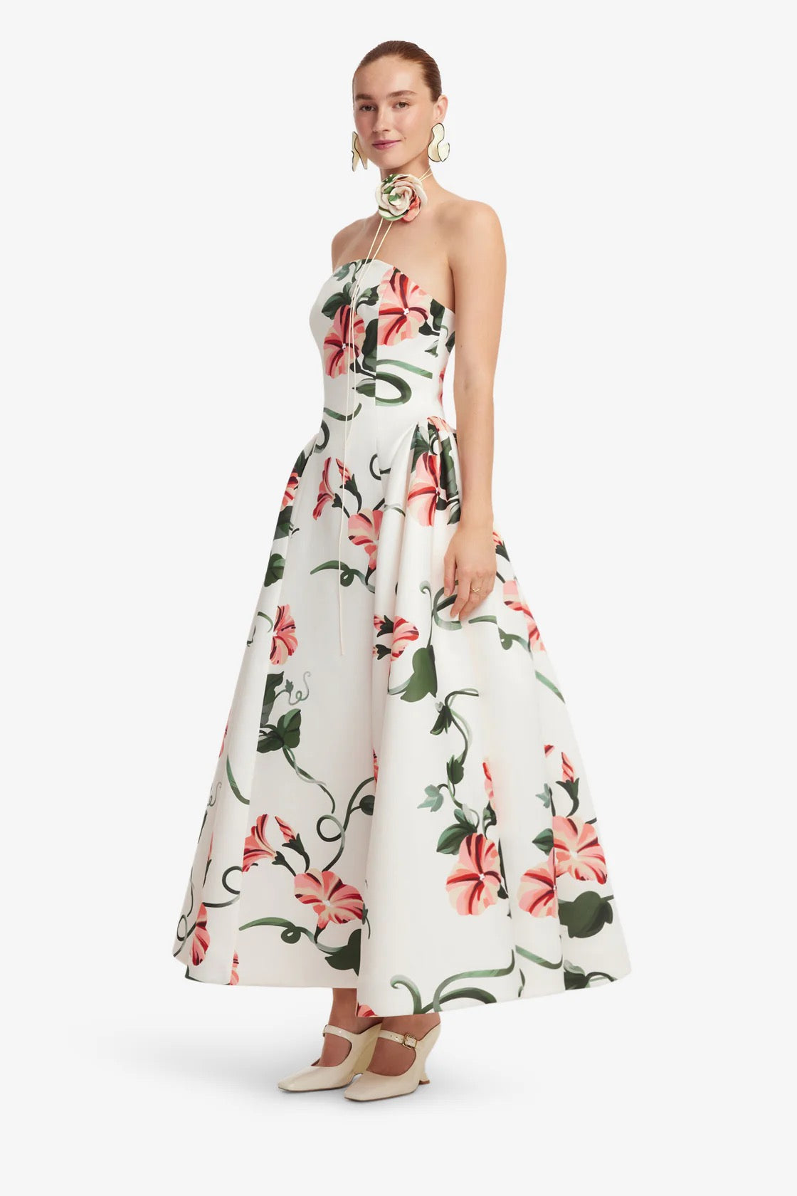 Leo Lin Violet Bustier Maxi Dress - Vine Print in Snow