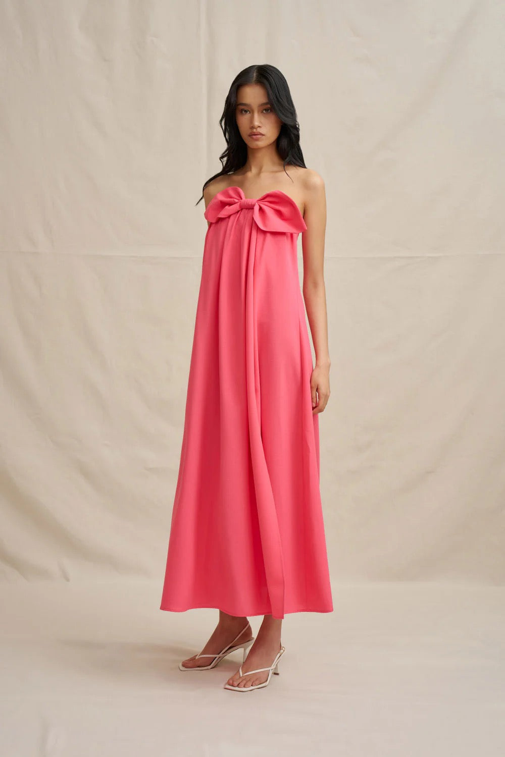 By Johnny Sabrina Strapless Maxi Dress - Coral Pink