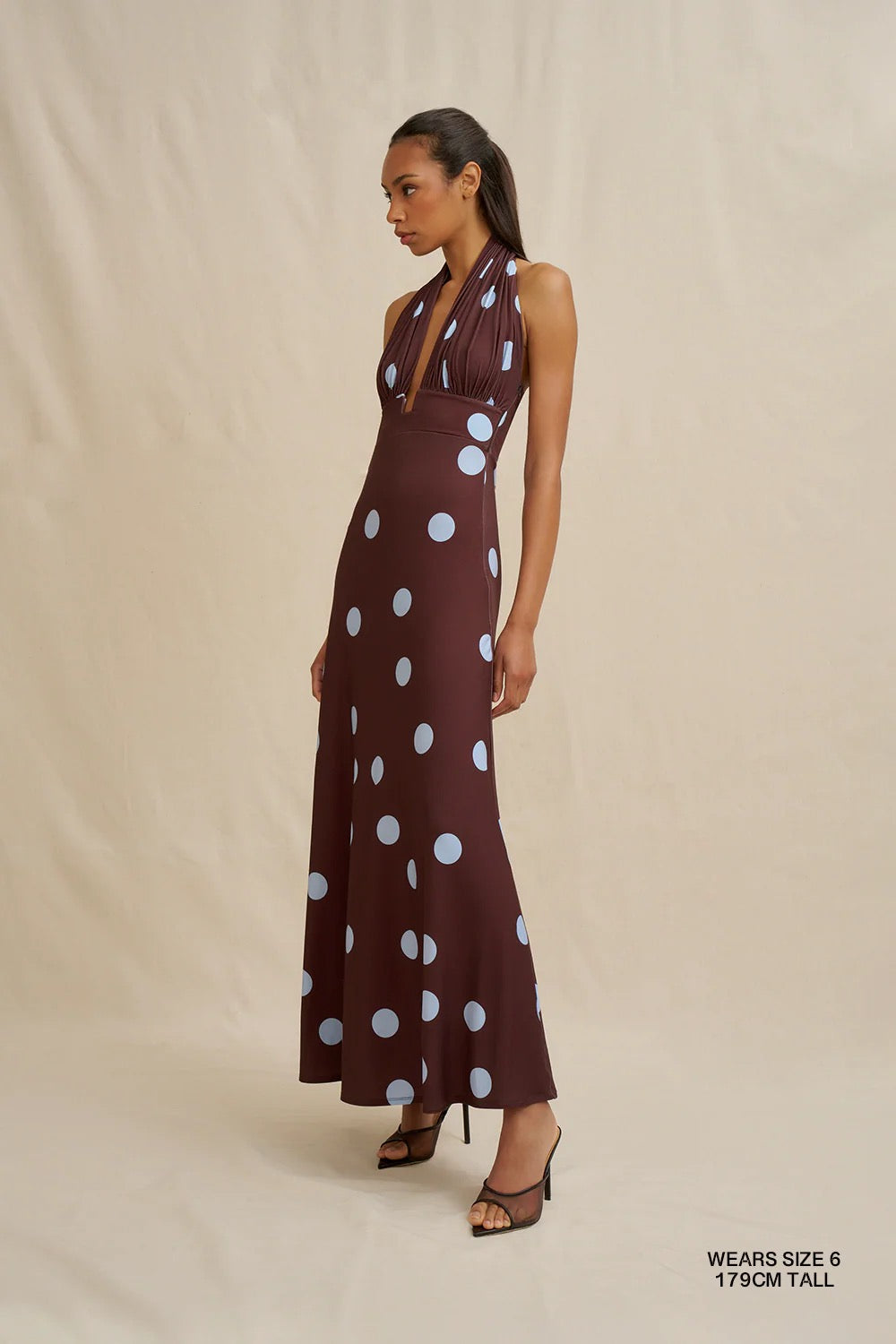 By Johnny Paloma Polka Ankle Dress - Brown Blue