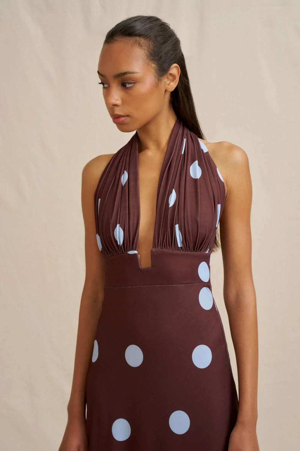 By Johnny Paloma Polka Ankle Dress - Brown Blue