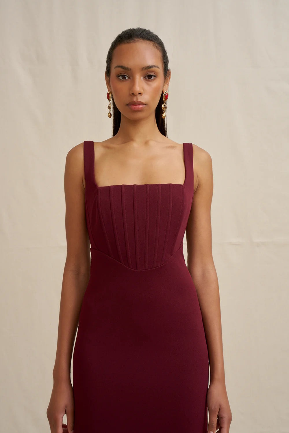 By Johnny Basia Bodice Midi Dress - Burgundy