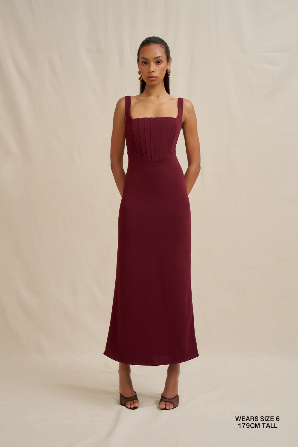 By Johnny Basia Bodice Midi Dress - Burgundy