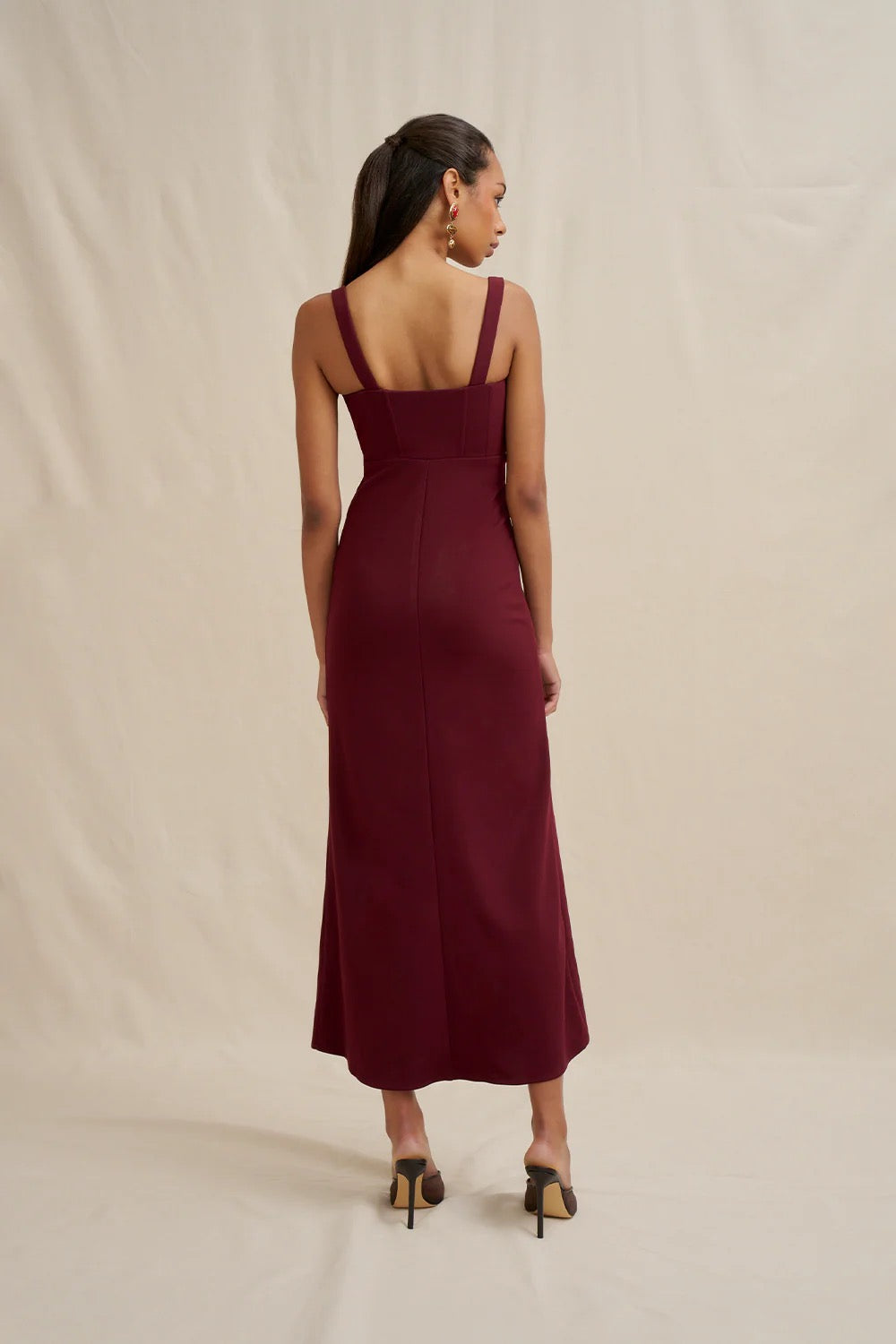 By Johnny Basia Bodice Midi Dress - Burgundy
