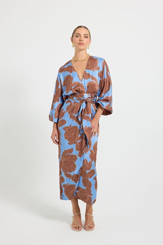 Pasduchas Lucent Wrap Midi Dress - Choc Ocean