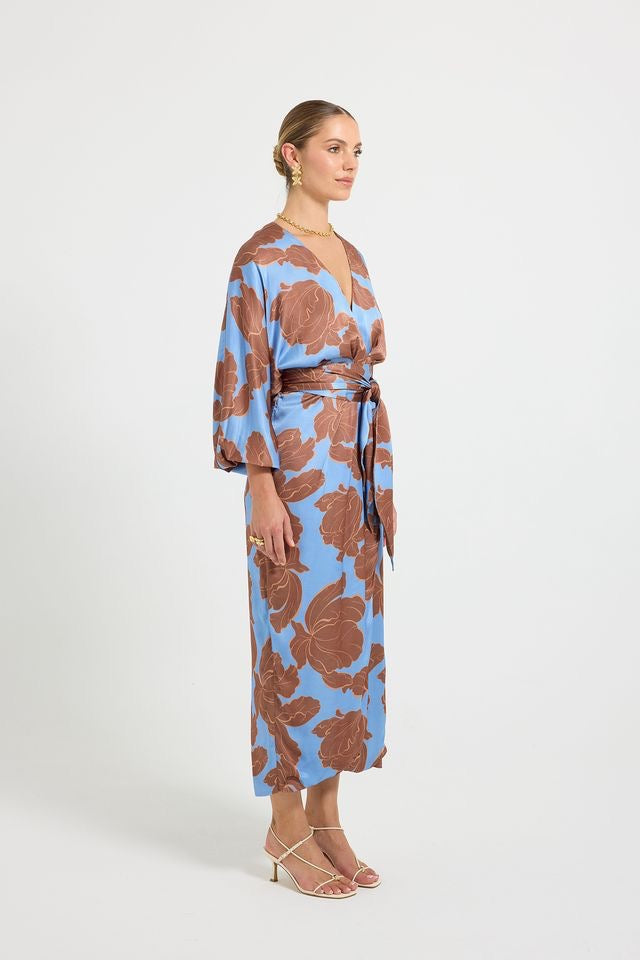 Pasduchas Lucent Wrap Midi Dress - Choc Ocean