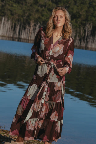 Pasduchas Memoirs Shirt Midi Dress - Dark Cherry