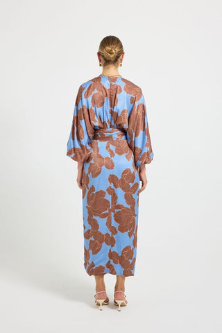 Pasduchas Lucent Wrap Midi Dress - Choc Ocean