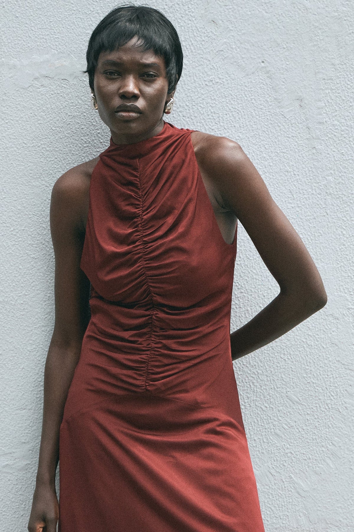 Third Form Allure Gathered Tank Dress - Cabernet
