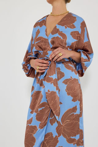 Pasduchas Lucent Wrap Midi Dress - Choc Ocean