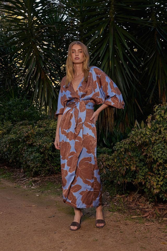pasduchas perry midi dress Pasduchas Lucent Wrap Midi Dress - Choc Ocean