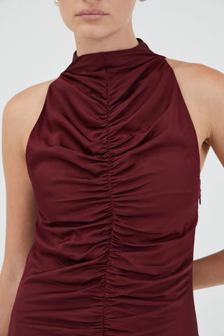 Third Form Allure Gathered Tank Dress - Cabernet