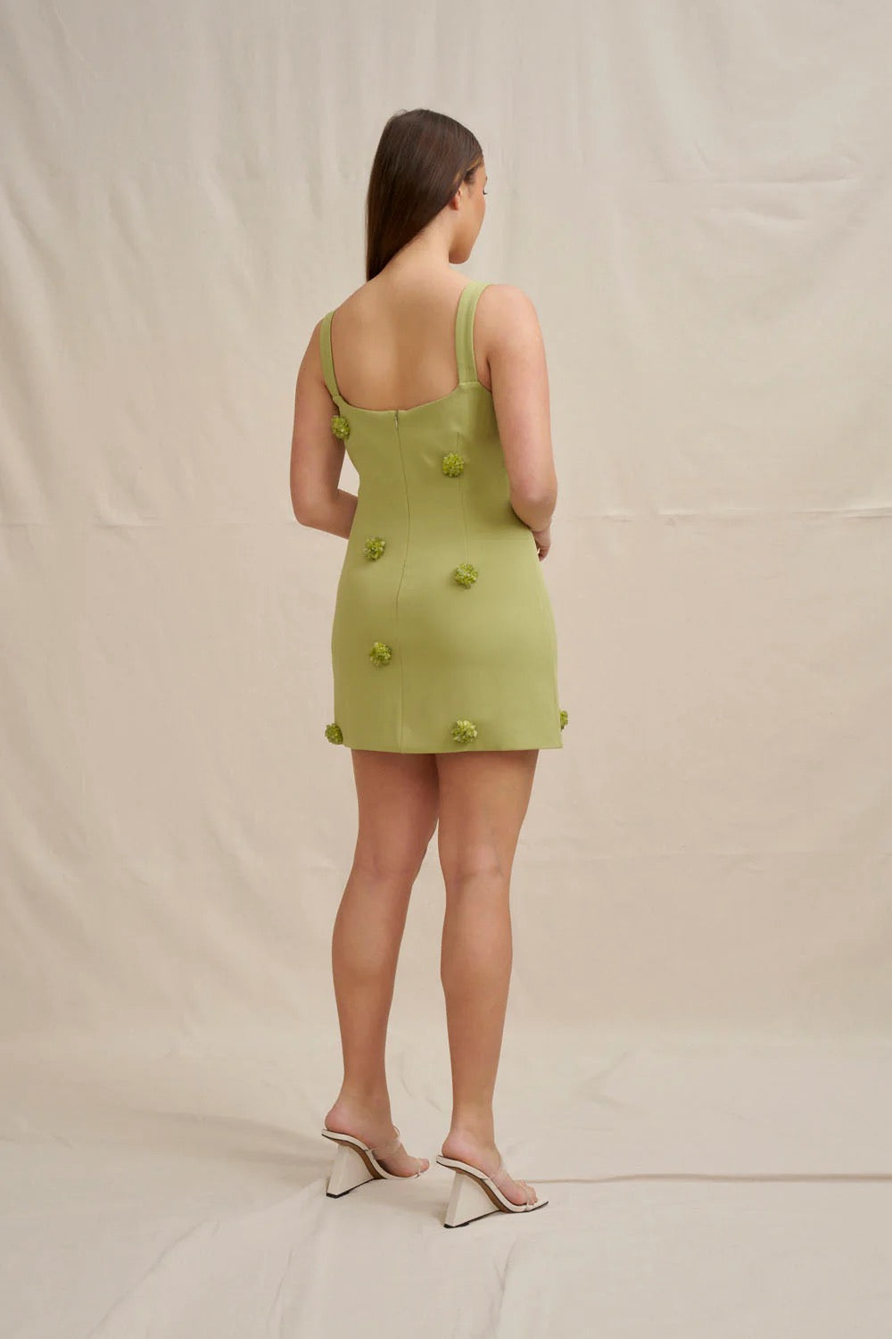 By Johnny Everjade Cluster Mini Dress - Olive Green