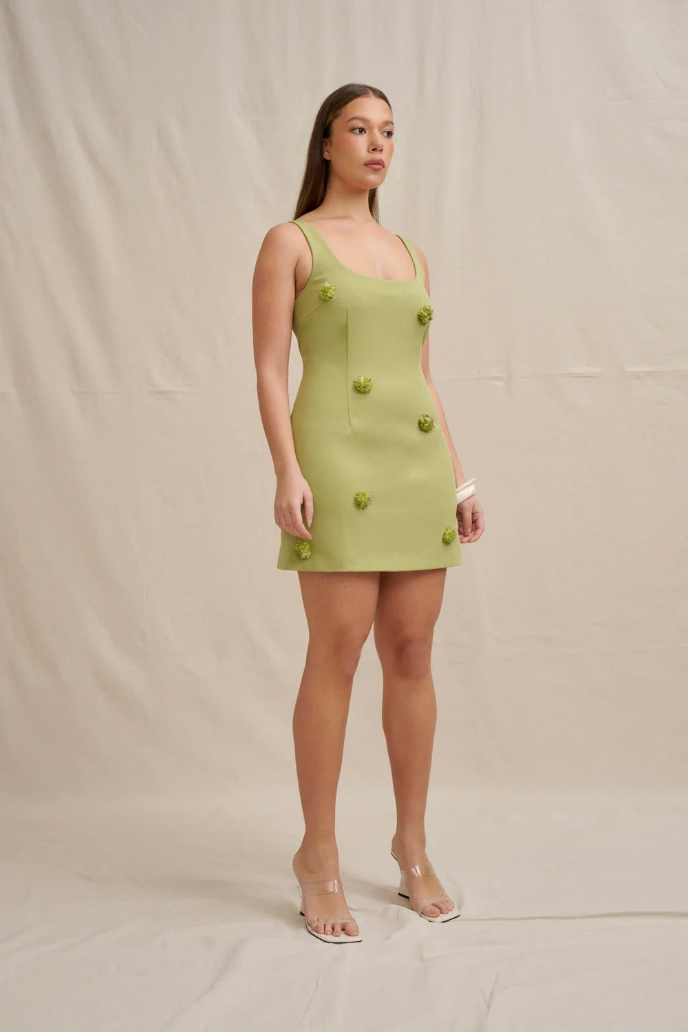 By Johnny Everjade Cluster Mini Dress - Olive Green