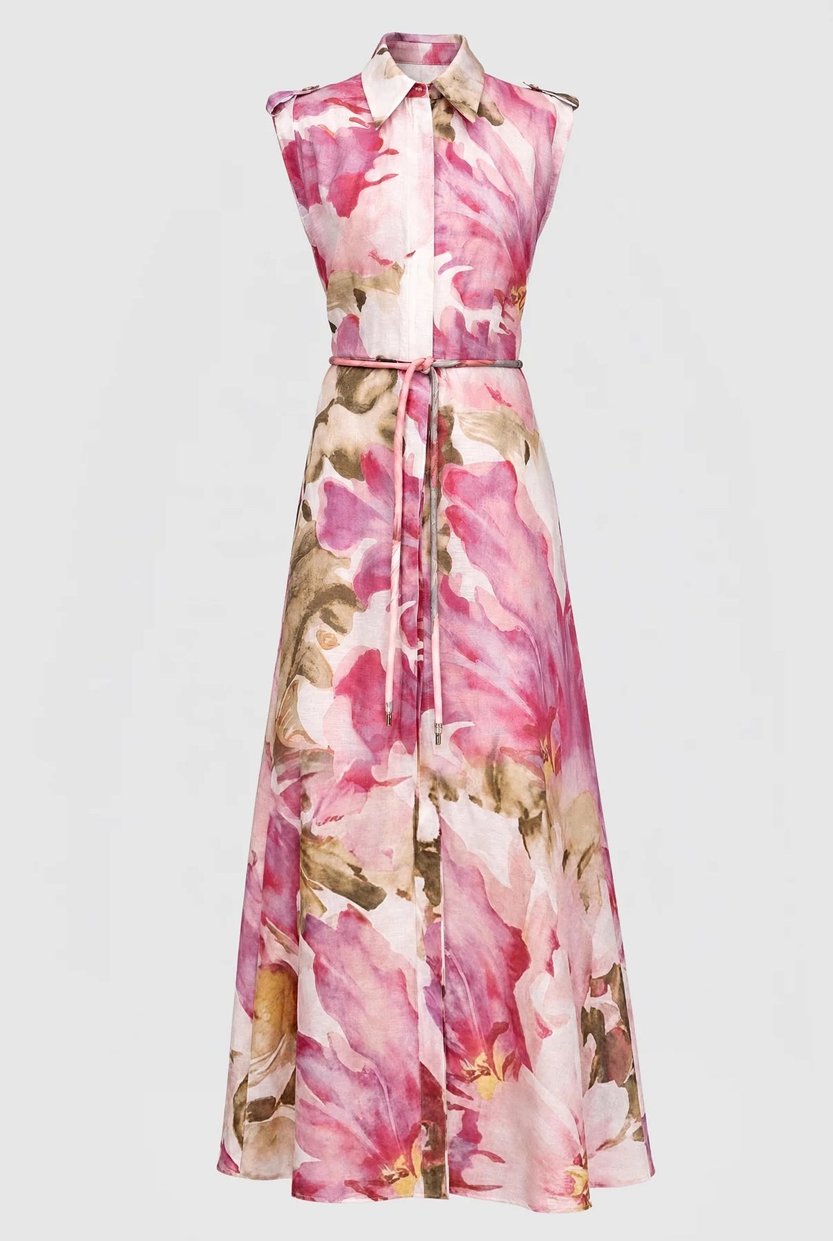 Sofia Irina Dana Maxi Shirt Dress - Pink Olive