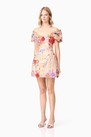 Elliatt Sophie Puff Sleeves Mini Dress - Multi