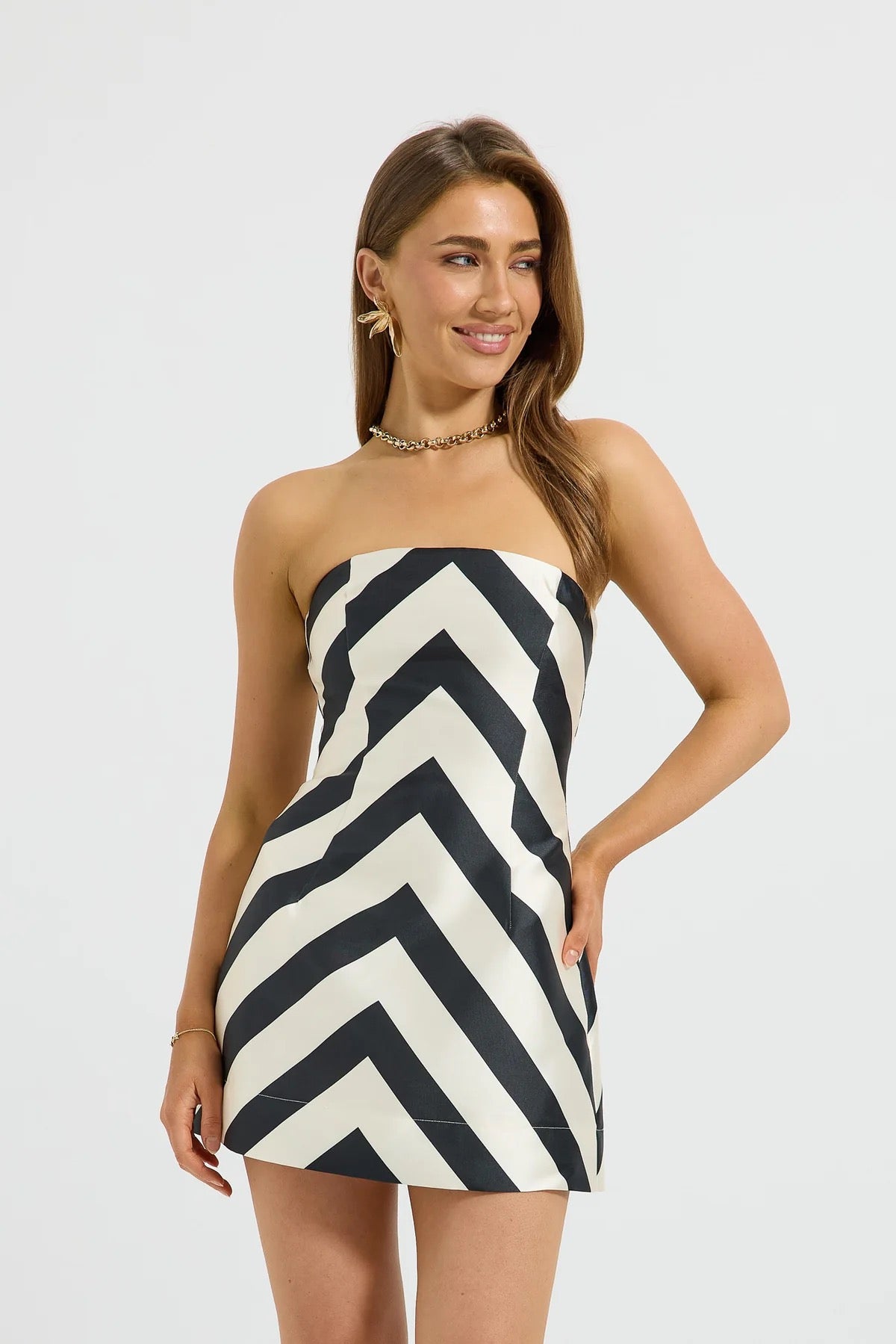 Pasduchas Valerie Strapless Mini Dress - Black & Cream