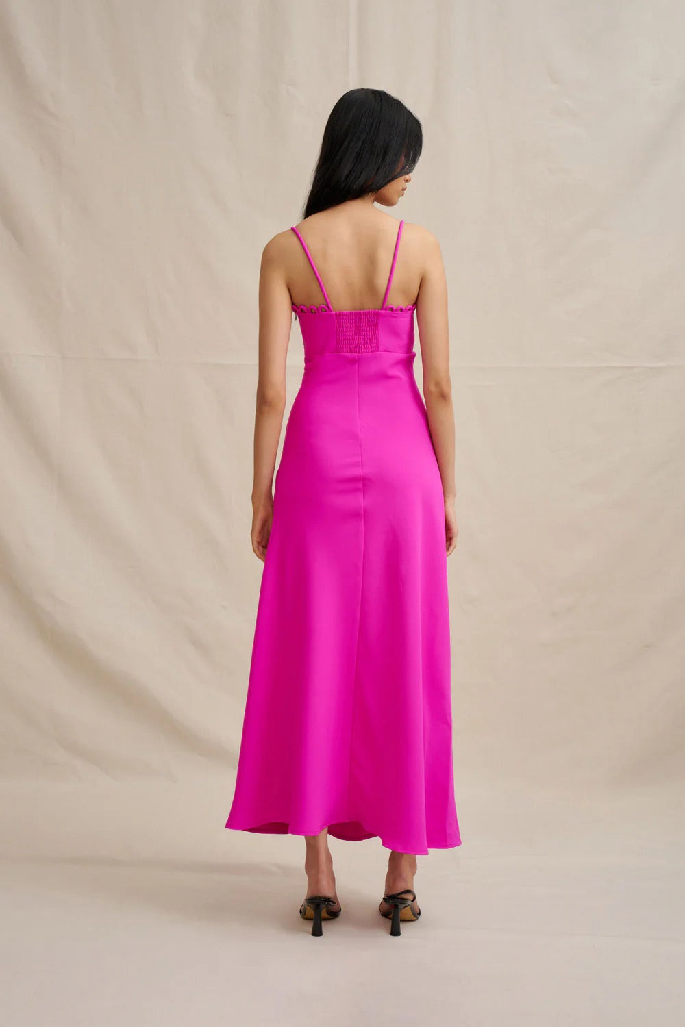 By Johnny Denise Bias Midi Dress - Fuchsia Pink