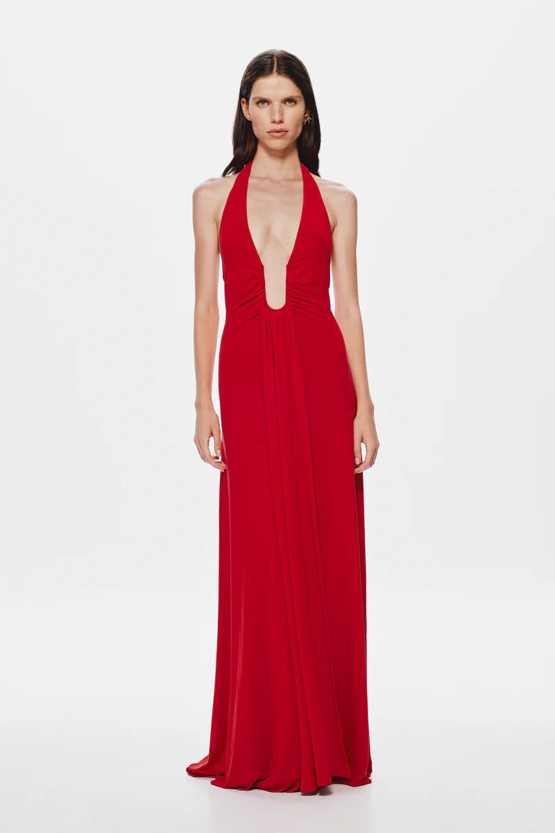 Misha Jennifer Cupro Maxi Dress - Cherry