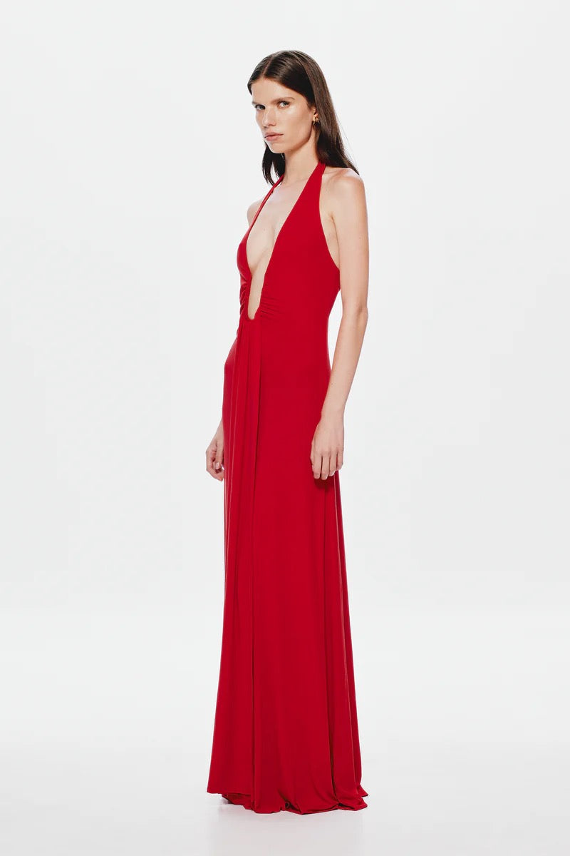 Misha Jennifer Cupro Maxi Dress - Cherry