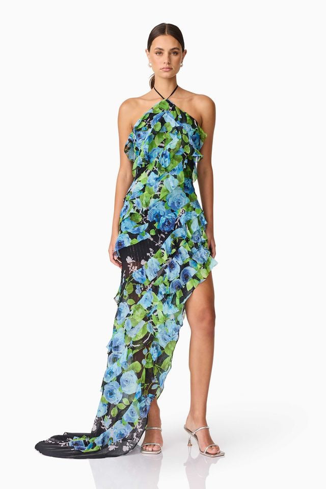 Elliatt Briony Asymmetrical Maxi Dress - Black Multi