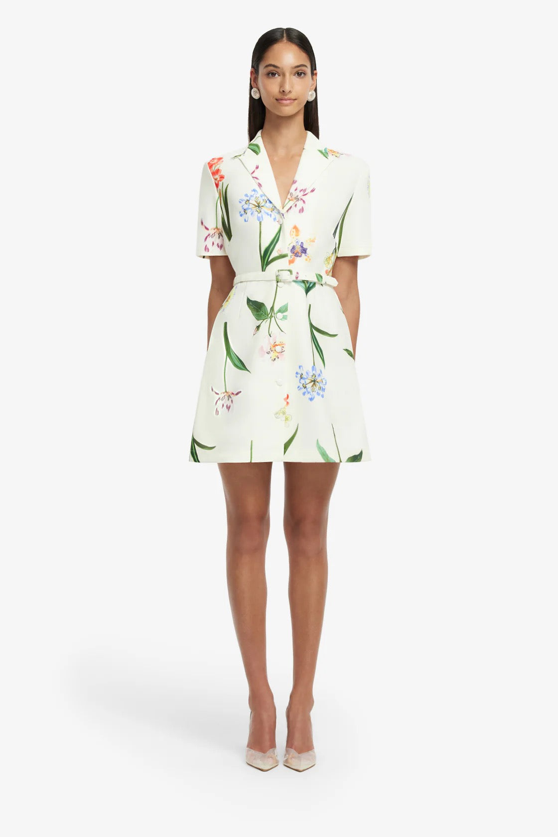 Leo Lin Brigitte Mini Dress - Botanical Print in Snow