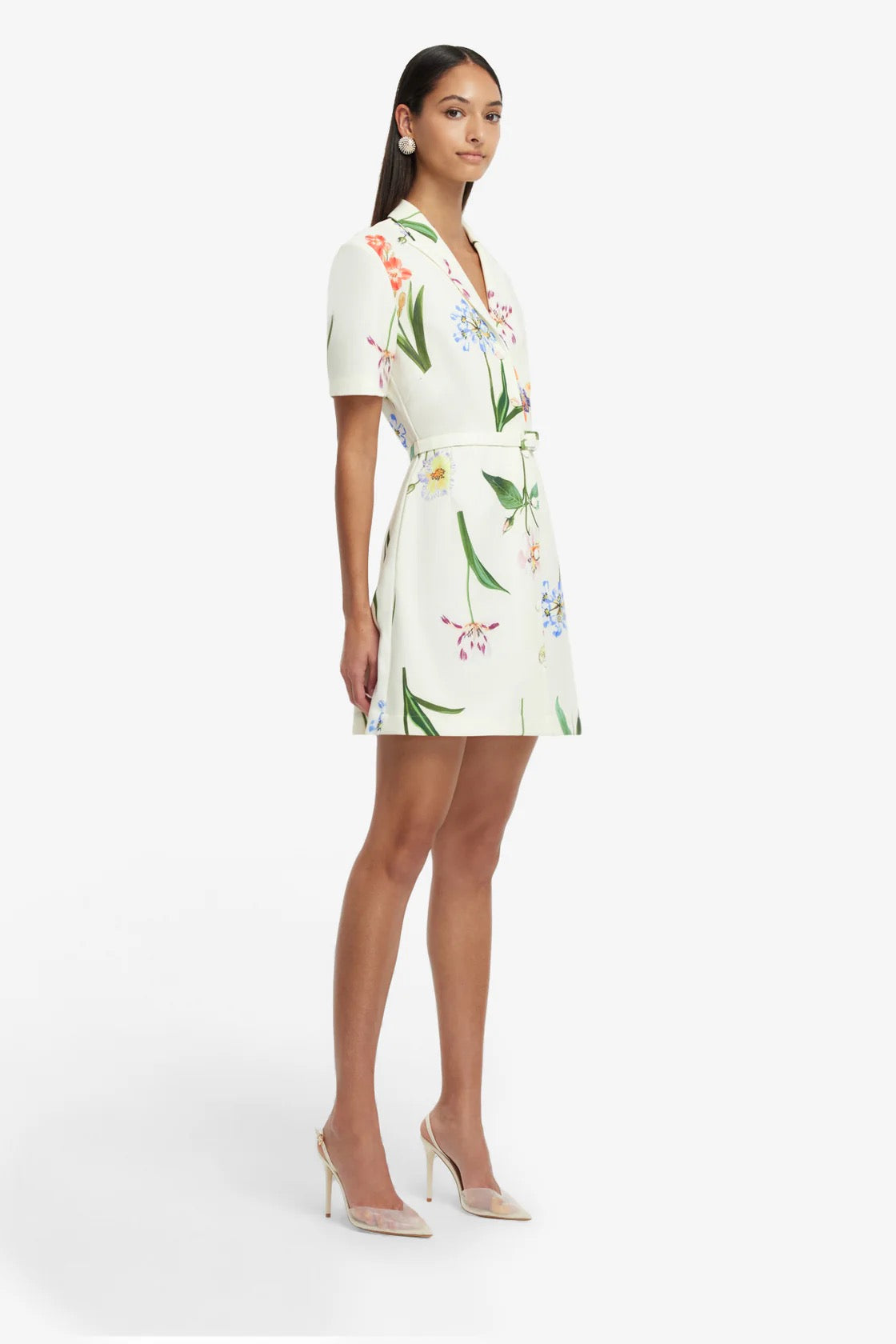 Leo Lin Brigitte Mini Dress - Botanical Print in Snow