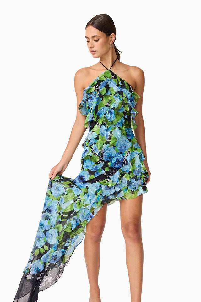 Elliatt Briony Asymmetrical Maxi Dress - Black Multi