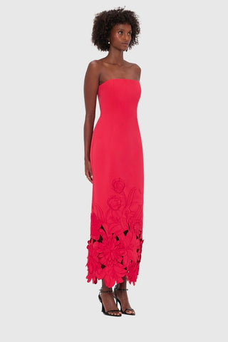 Leo Lin Rayna Appliqué Bustier Maxi Dress - Rosa