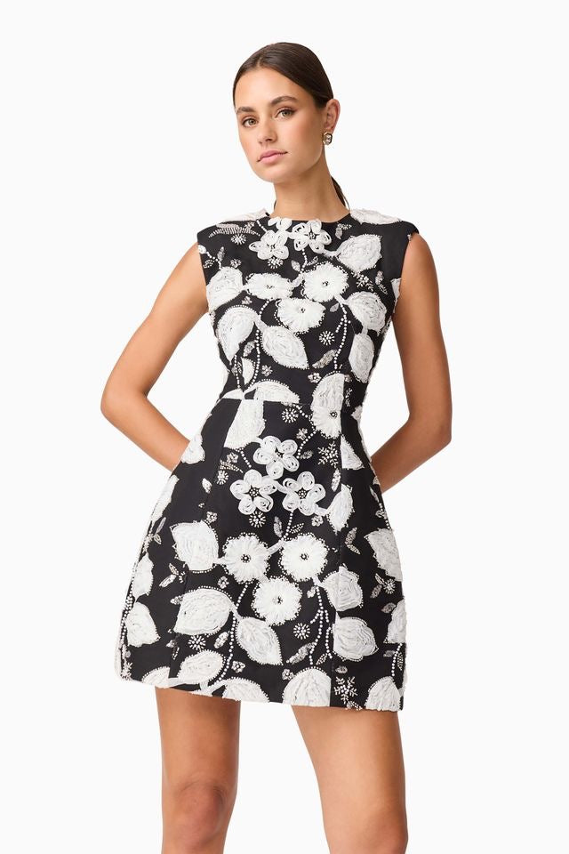Elliatt Carol Tulip Mini Dress - Black & White