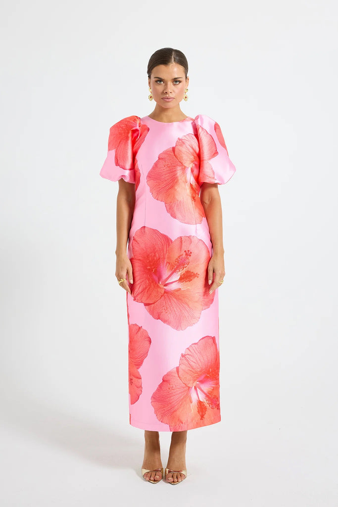 kalani midi dress Pasduchas Kalani Sleeve Midi Dress - Raspberry