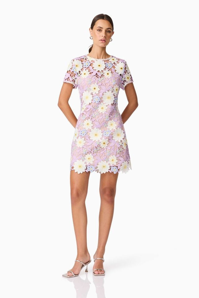 Elliatt Sigrid Mini Shift Dress - Lilac Multi