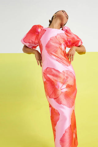 Pasduchas Kalani Sleeve Midi Dress - Raspberry