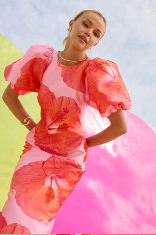 Pasduchas Kalani Sleeve Midi Dress - Raspberry