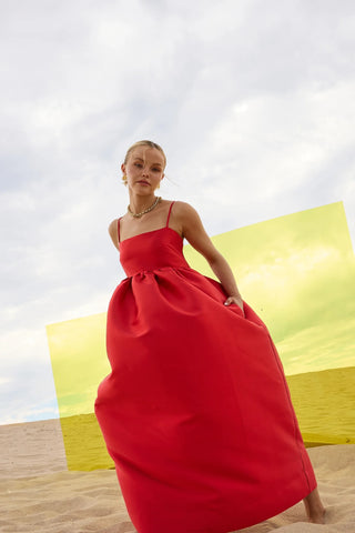 Pasduchas Pippa Flared Midi Dress - Poppy