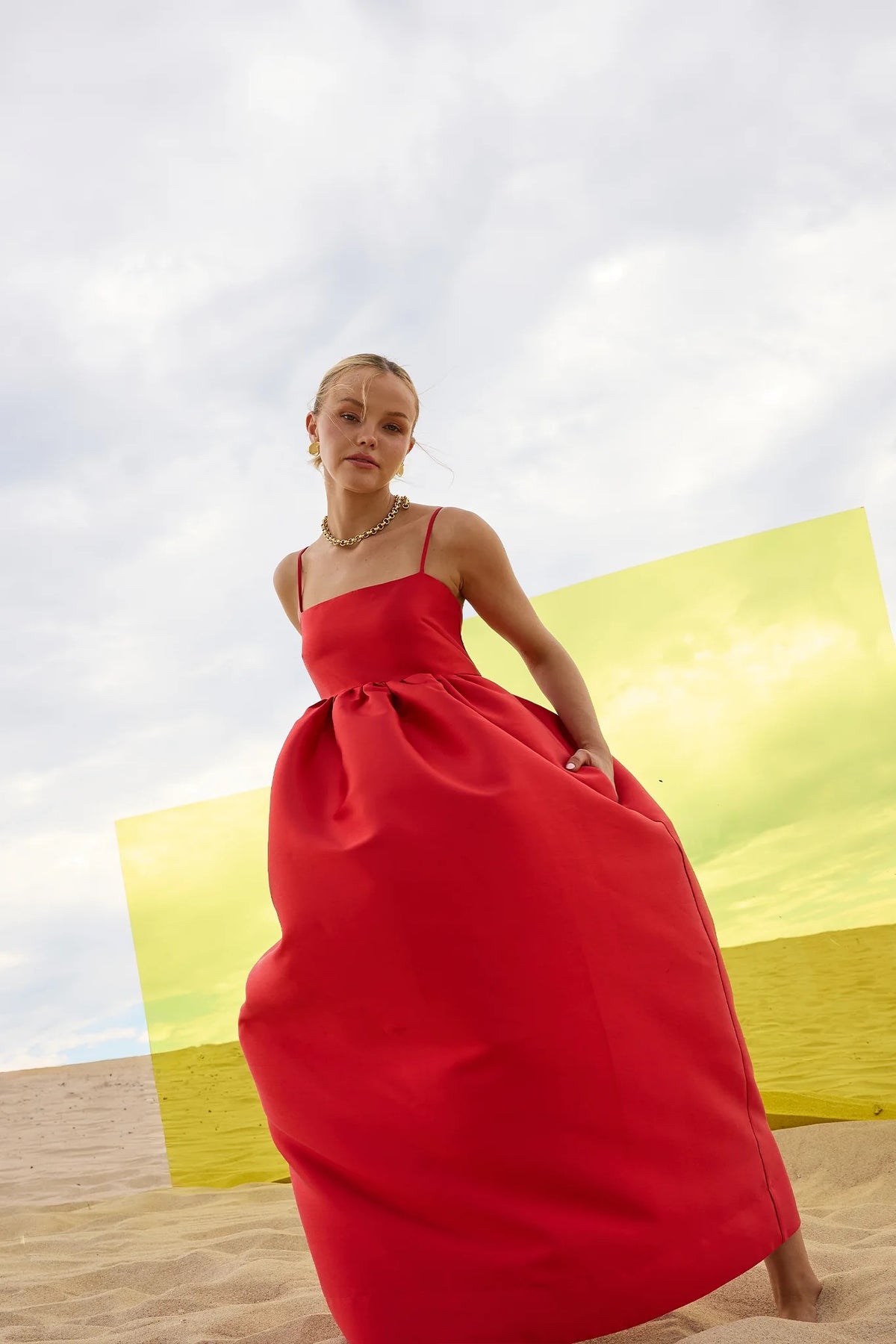 Pasduchas Pippa Flared Midi Dress - Poppy