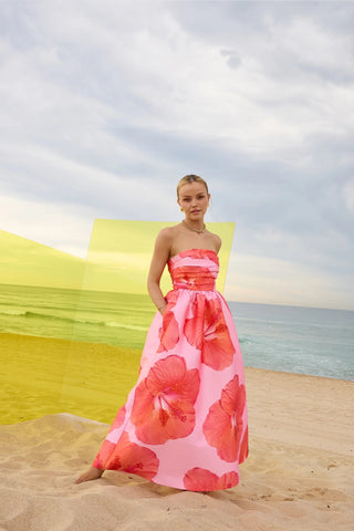 Pasduchas Kalani Strapless Midi Dress - Raspberry