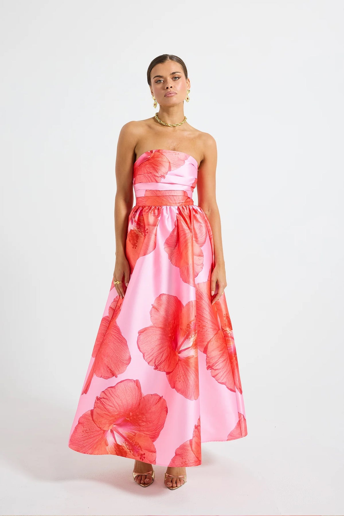 Pasduchas Kalani Strapless Midi Dress - Raspberry