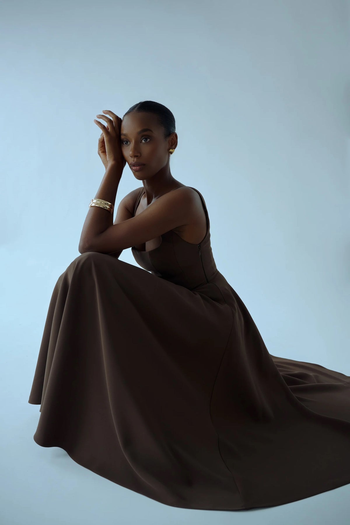 Odd Muse The Ultimate Muse High Waist Square Neck Midi Dress - Chocolate