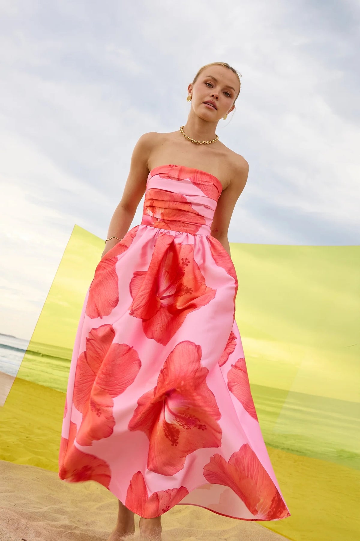 Pasduchas Kalani Strapless Midi Dress - Raspberry