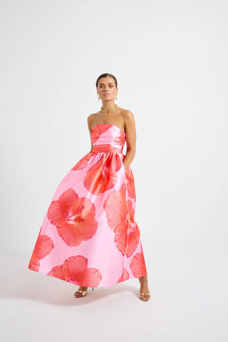 Pasduchas Kalani Strapless Midi Dress - Raspberry