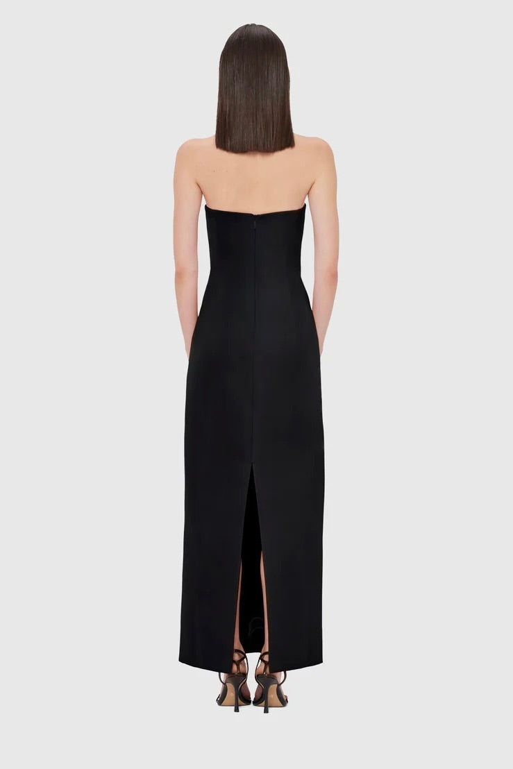 Leo Lin Rayna Embellished Wool Blend Bustier Maxi Dress - Ebony