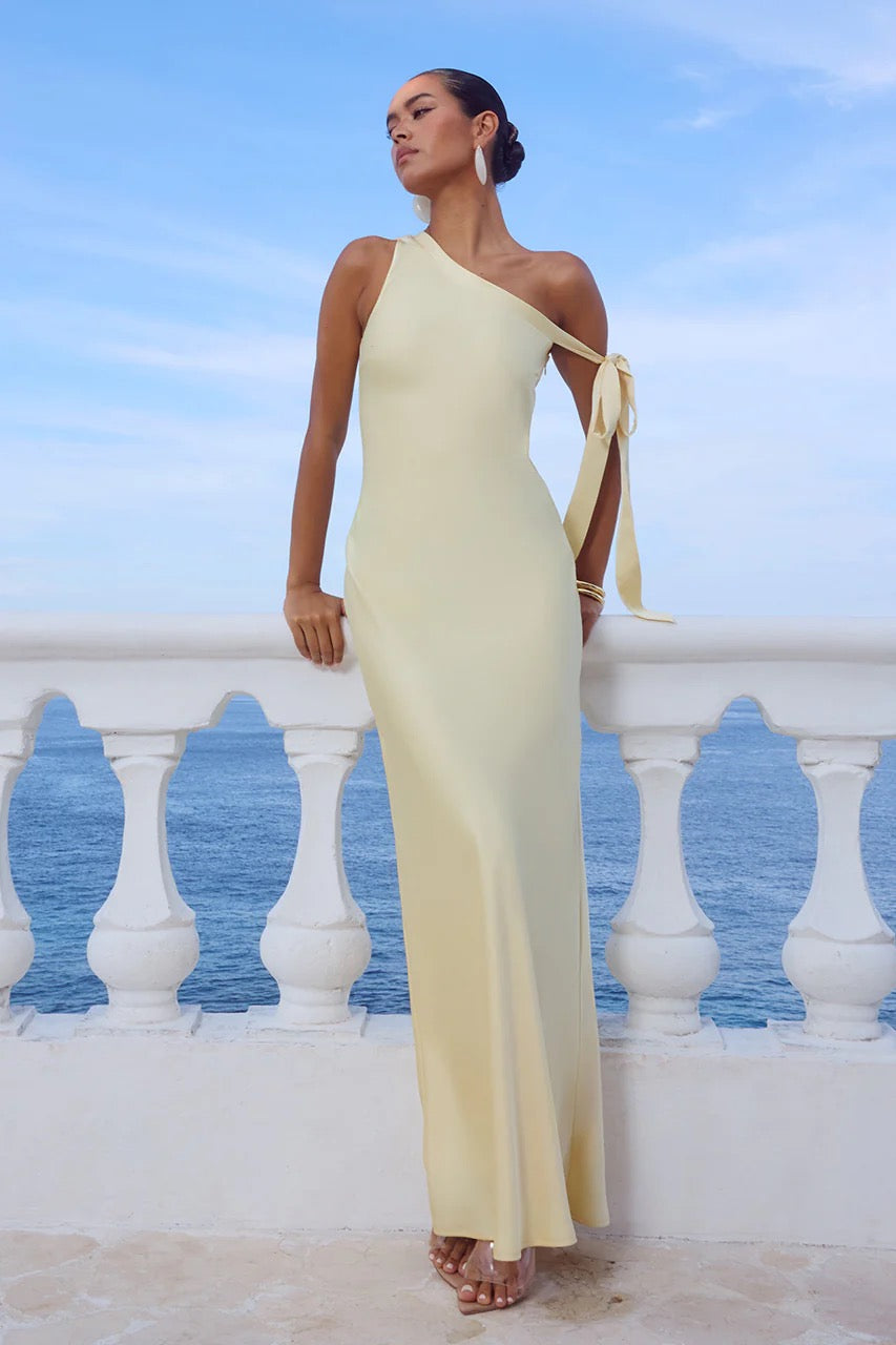 Runaway the Label Viola One Shoulder Dress - Butter Milk