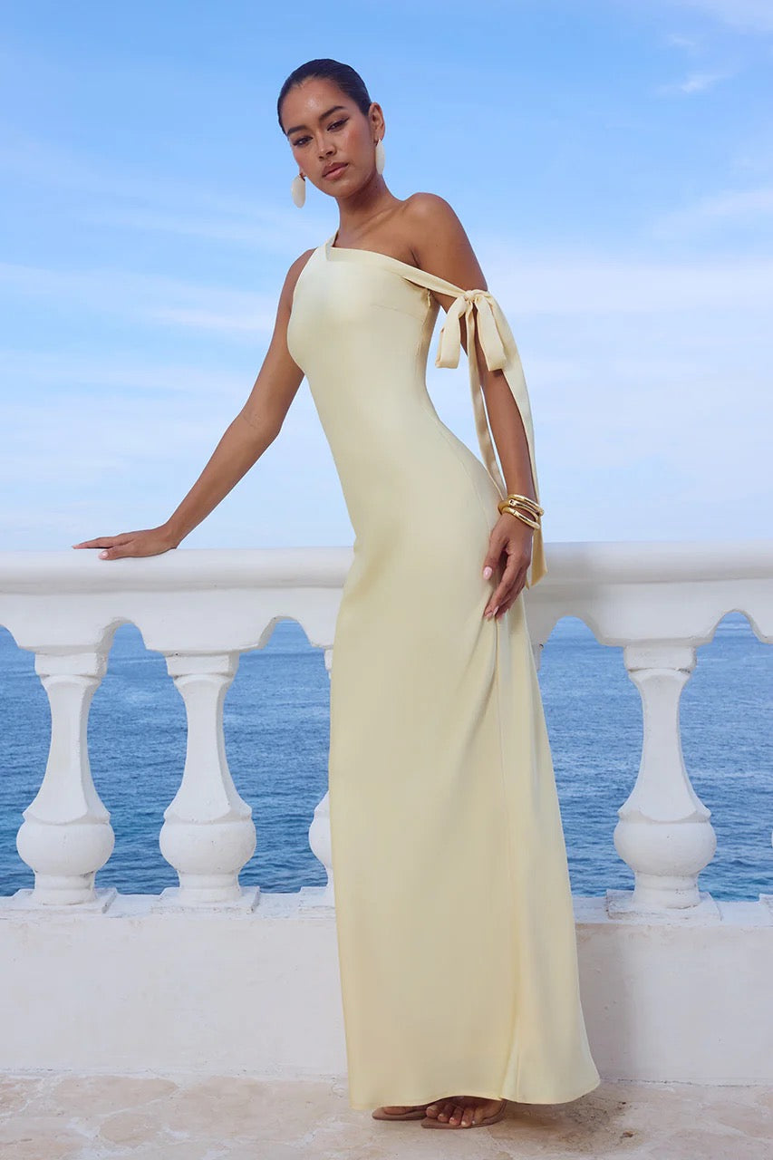 Runaway the Label Viola One Shoulder Dress - Butter Milk