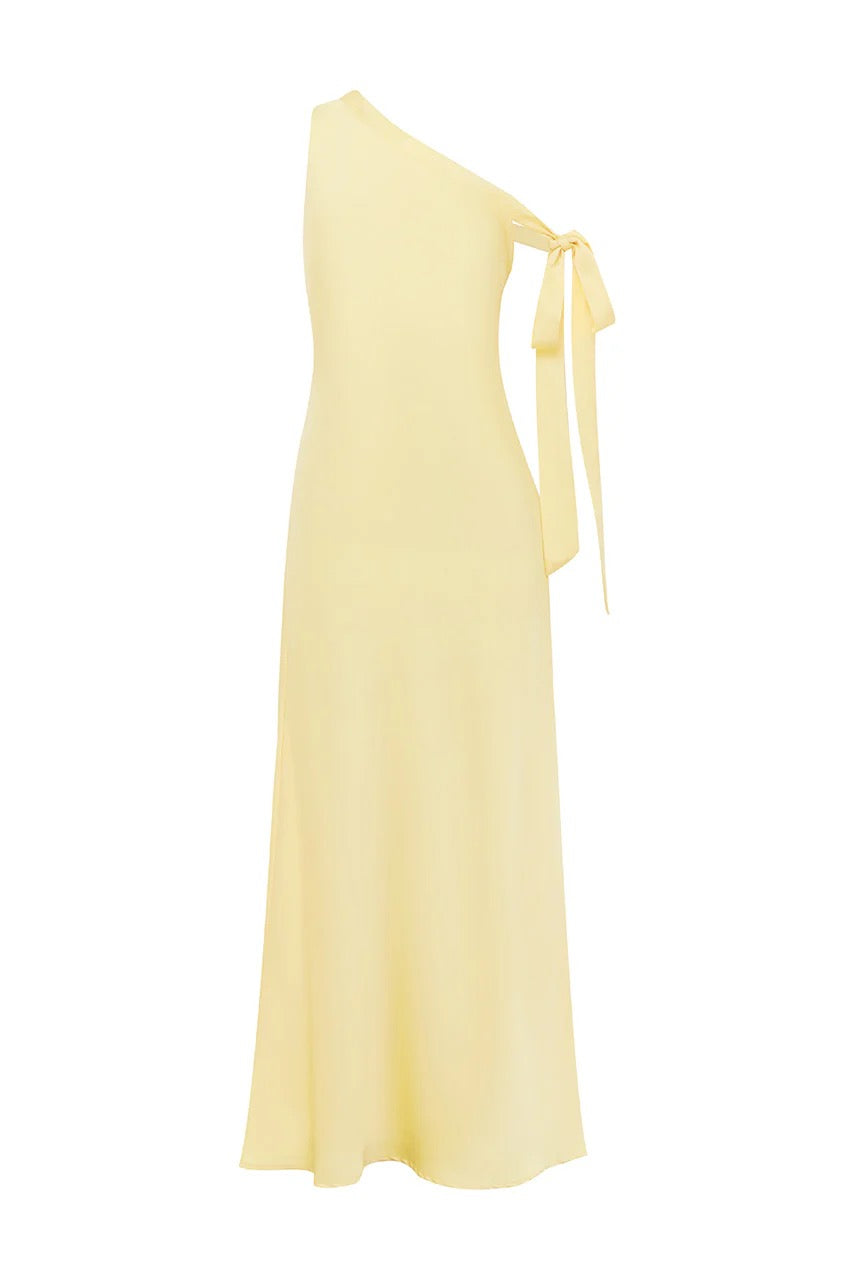 Runaway the Label Viola One Shoulder Dress - Butter Milk