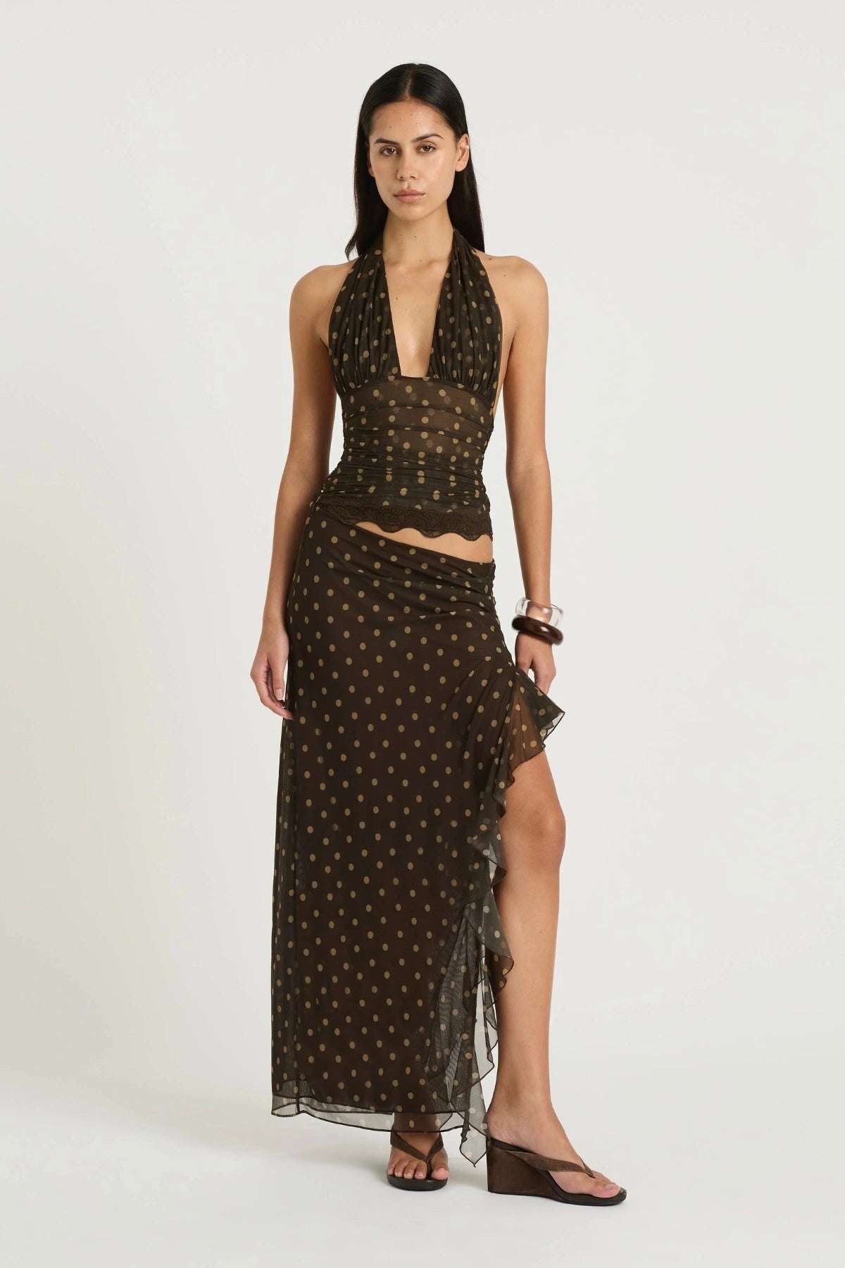 Benni Penelope Halter Maxi Dress - Espresso Spot