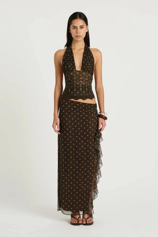 Benni Penelope Halter Maxi Dress - Espresso Spot