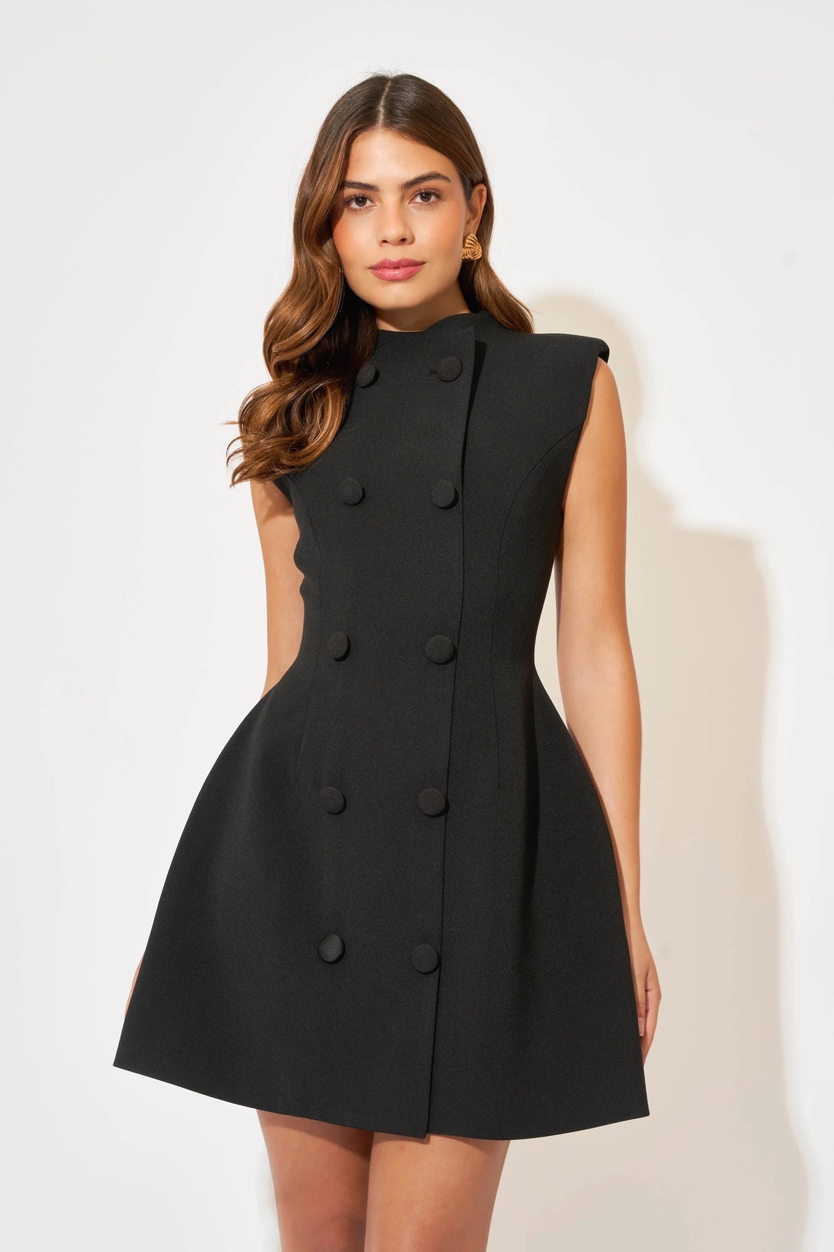 Odd Muse The Ultimate Muse Sleeveless Button Mini Dress - Black